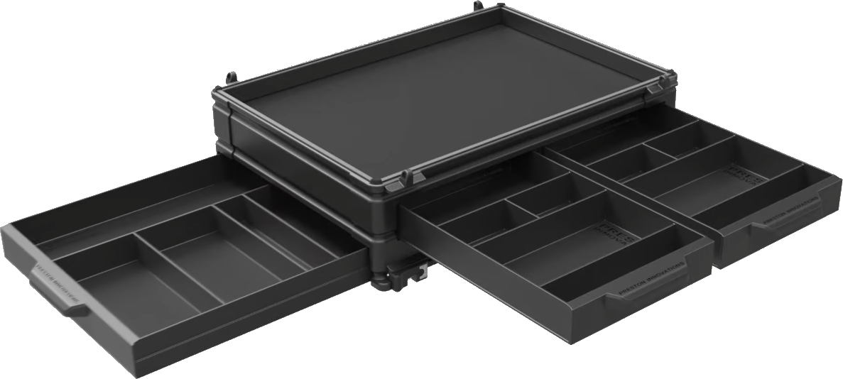 Photo showing the 2 x front drawers and 1 side draw on the Inception 3D 150