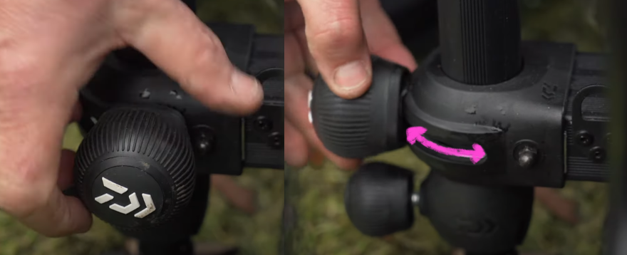 Comparison image for the 180° locking handwheel showing how the nut can be moved from one side to another