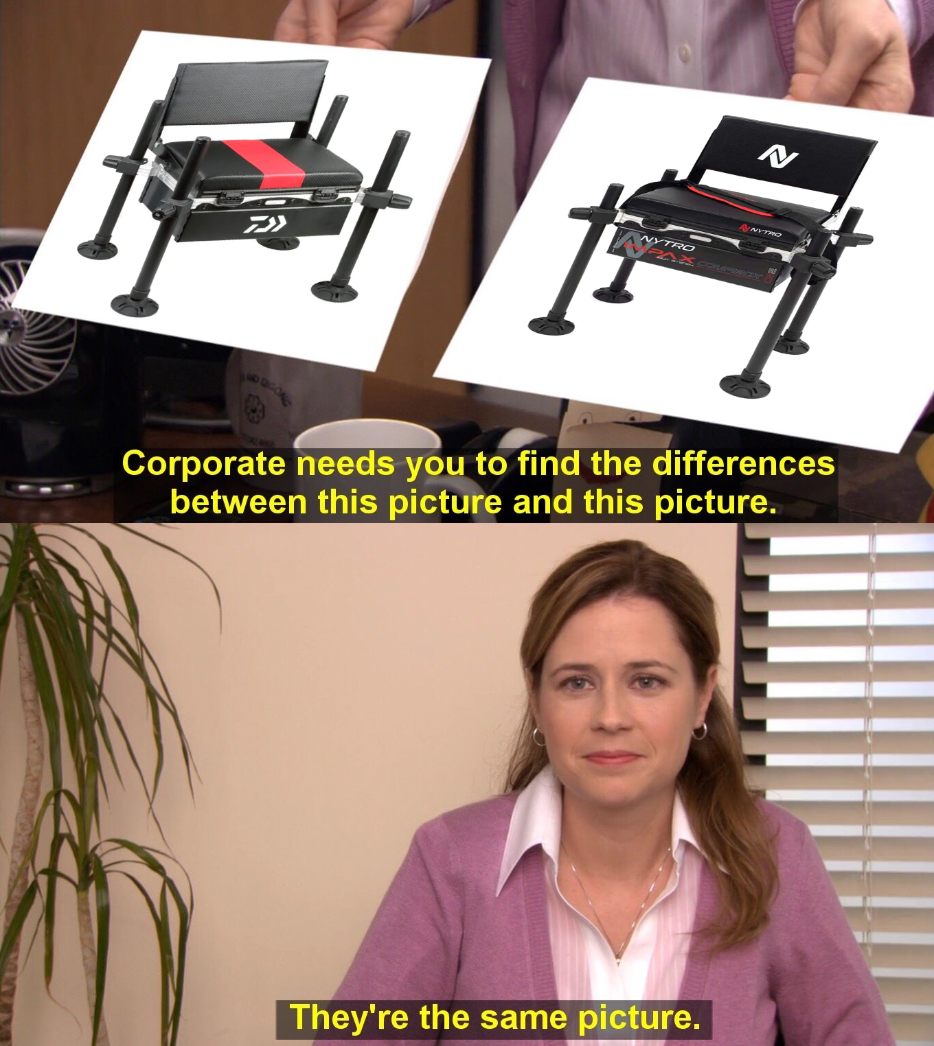 US Office Meme for the Nytro Comfibox vs the Daiwa D-VEC