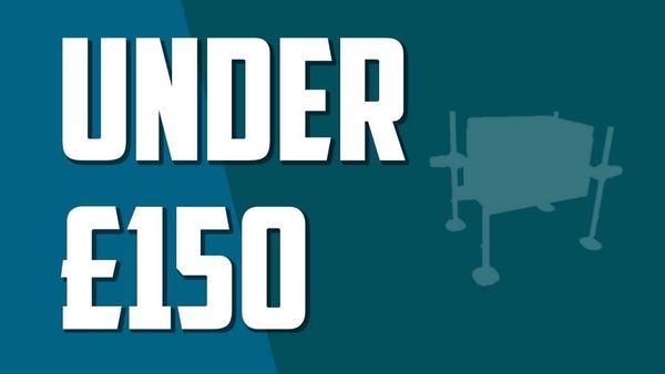 Header Image with the text "Under £150" and a silhouette of a fishing seat box